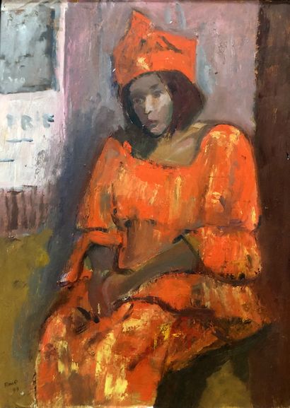 null RAYMOND PARGAMIN (1915 - 2010) 

Portrait de femme. 

Réunion d’une huile sur...