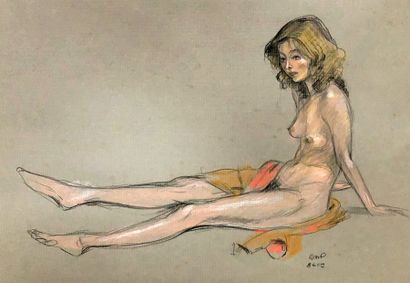 null RAYMOND PARGAMIN (1915 - 2010)

. Nu féminin allongé sur un sofa. 

Fusain et...