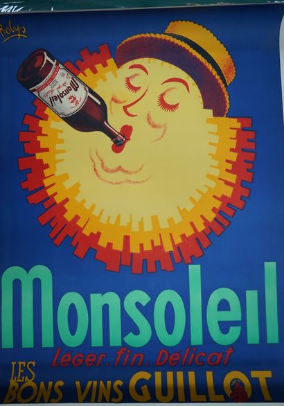 null MONSOLEIL. Léger.Fin.Délicat Les Bons Vins Guillot. Illustration signée Roby....