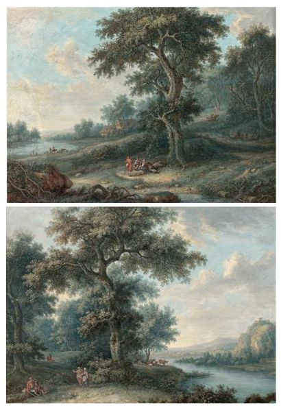 Attribué à Louis Nicolas van BLARENBERGHE (1716-1794) Paysages à la rivière et aux...