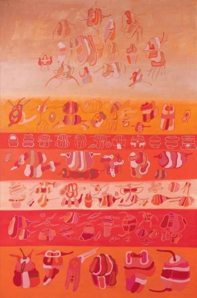 Dana ROMAN Batrachomyomachia Huile sur toile, 1976, 130 x 196 cm