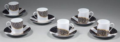 Dana ROMAN Six tasses à café, série limitée, porcelaine de Limoges, signées