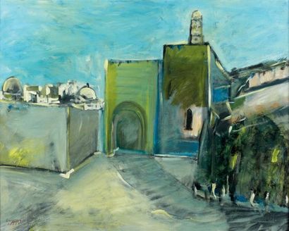 David SOUSSANA (né en 1944) Jérusalem. Acrylique sur toile, signée en bas à gauche....