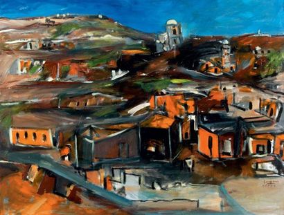 David SOUSSANA (né en 1944) Le Mont des Oliviers. Acrylique sur toile, signée en...