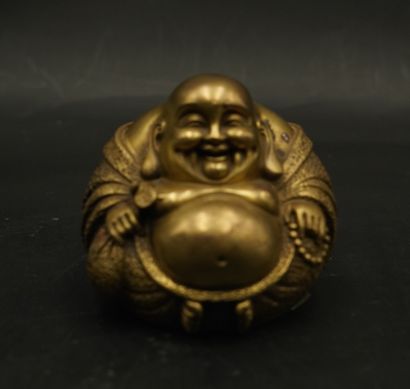 null Figurine de Bouddha en métal doré, travail asiatique.