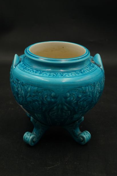 null Theodore Joseph DECK (1823-1891), attribué à, vase en céramique émaillée à décor...