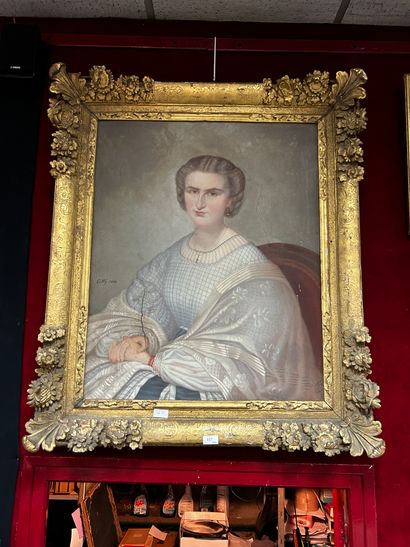null Eugène COTTIN (1840-1902). Portrait de femme. Huile sur toile, signée au milieu...