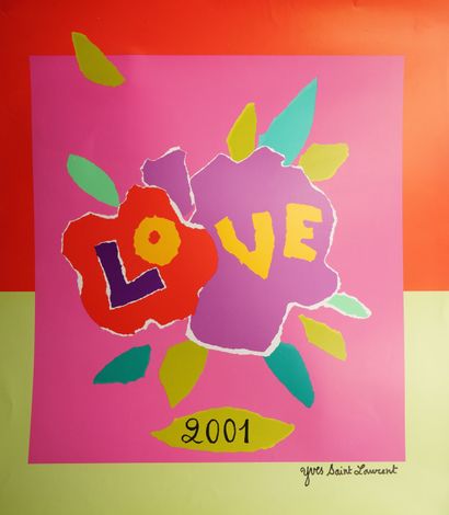 YVES SAINT LAURENT (1936-2008) Love 2001
Impression sur papier.
Hauteur. 55 cm ;...