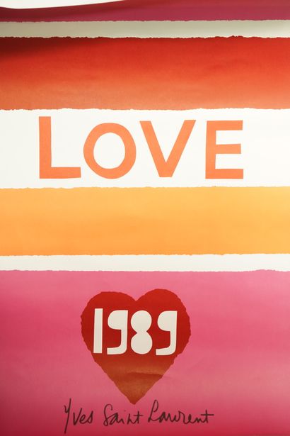 YVES SAINT LAURENT (1936-2008) Love 1989
Impression sur papier.
Hauteur. 64 cm ;...