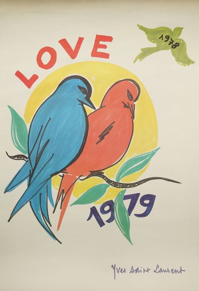 YVES SAINT LAURENT (1936-2008) Love 1979
Impression sur papier.
Hauteur. 53,5 cm...