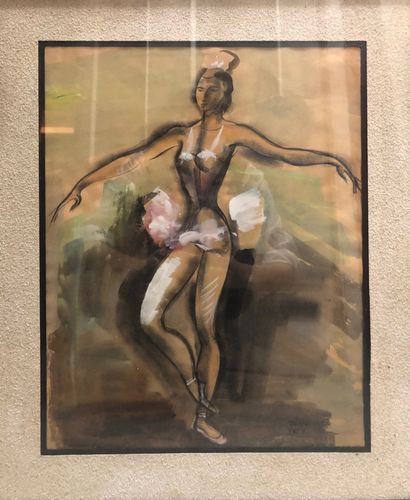 null Jean TOTH (1931-1997). La danseuse. Technique mixte sur papier, signée en bas...