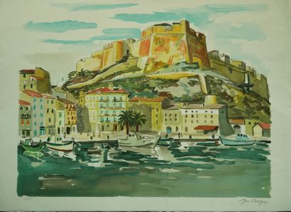 null Yves BRAYER (1907-1990), d'après. 
Paysage du sud de la France.
Estampe en couleurs,...