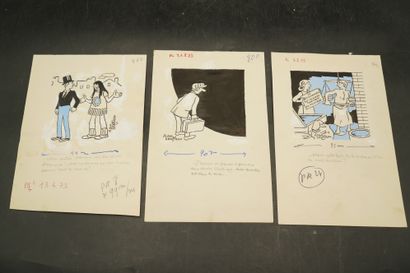 null Alain SAINT-OGAN (1895-1974)
Réunion de trois dessins de presse.
. La torche...