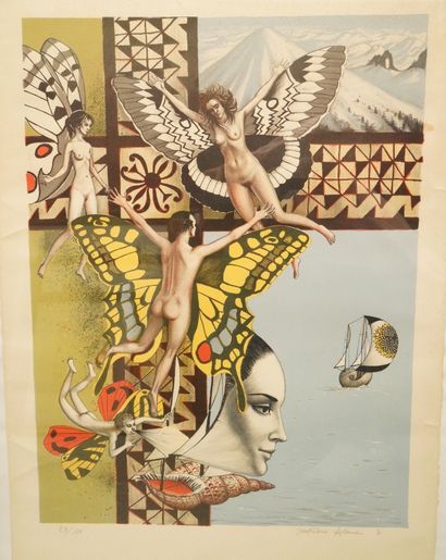 null Jean-Pierre ALAUX (1925-2020)
Composition aux papillons
Estampe signée en bas...