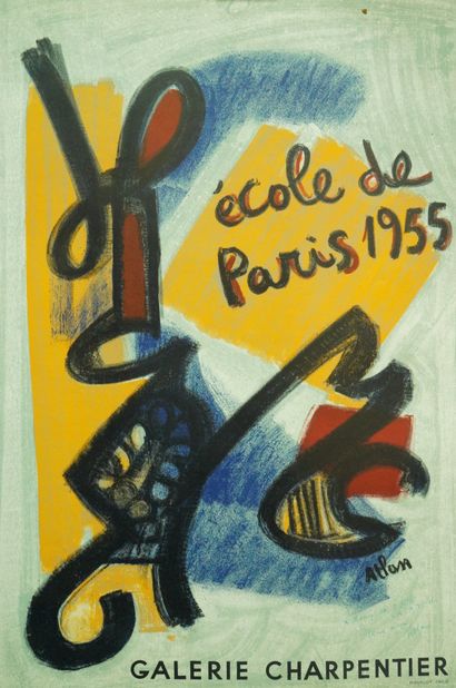 null Jean-Michel ATLAN (1913-1960) 
Affiche lithographiée pour l’exposition L’école...