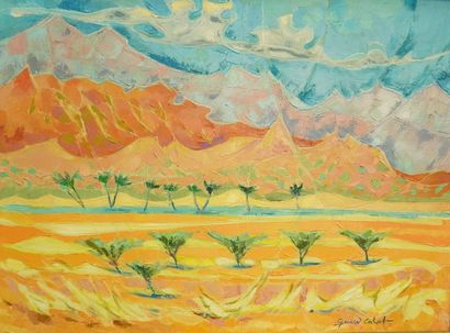 null Gérard CALVET (1926-2017)
Paysage montagneux
Huile sur toile, signée en bas...