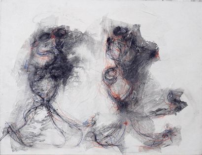 Corinne Glass Milonga, 2021. Technique mixte sur toile (acrylique et collage). 50...