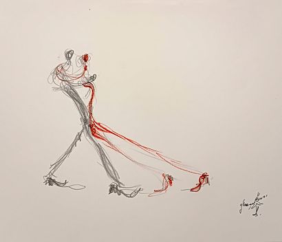 Corinne Glass Oui-Non, 2022. Crayon aquarelle sur papier. 29,5 cm x 41,5 cm non encadrée...