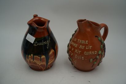 null Lot de céramique comprenant : Vallée de la Somme, deux pots à eau ; Six pots...