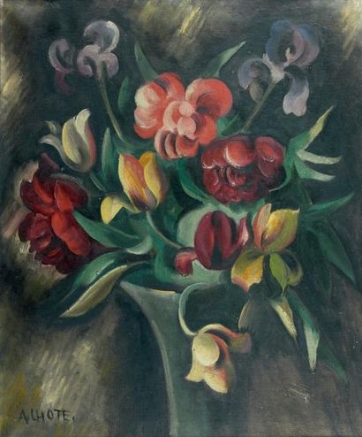 André LHOTE (1885-1962) Bouquet de fleurs dans un vase Toile signée en bas à gauche,...