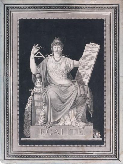 Jean-François Janinet (1752-1814) L' Egalité, Femme à l'antique tenant la table de...