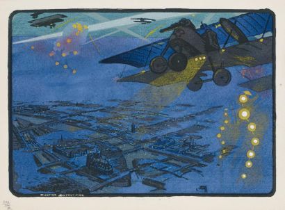 Maurice BUSSET (1879-1936) Ensemble de treize estampes du porte-folio «Paris bombardé....