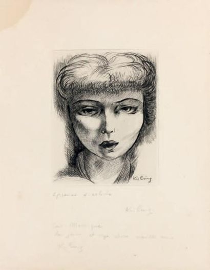Moïse KISLING (1891-1953) Portrait de Monique GARBAROVITZ-ARTUR Epouse de Walter...