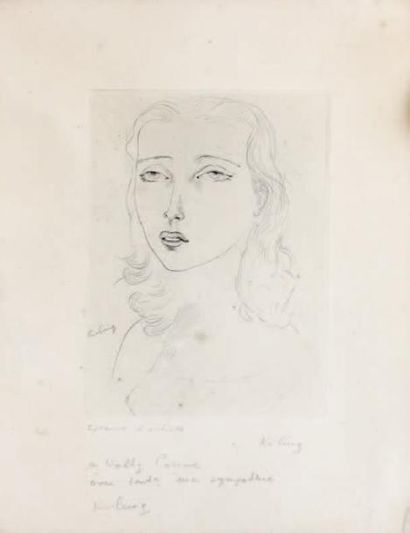 Moïse KISLING (1891-1953) Portrait de femme Epreuve d'artiste signée dans la planche...