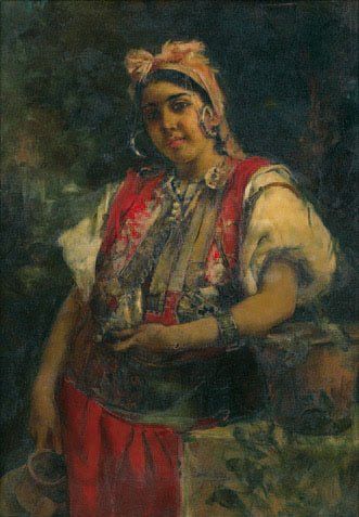 Harry Humphrey MOORE (New-York 1844 - Paris 1926) Portrait d'une femme marocaine...