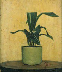 Louis Édouard FOURNIER (1857-1917) Plante verte sur un entablement Huile sur toile...