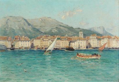 Eugène-Baptise DAUPHIN (1857-1930) Le port de Toulon Huile sur toile signée en bas...