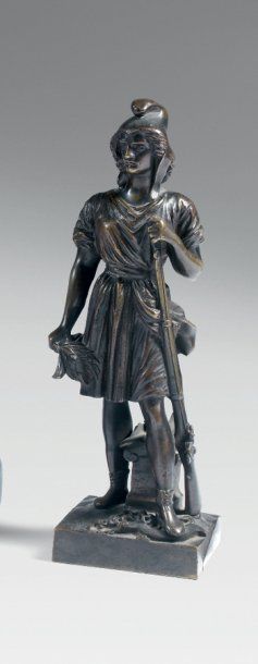 null Statuette en bronze figurant une allégorie de la E75révolution, coiffée d'un...