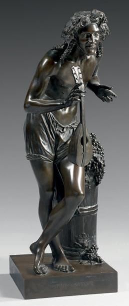 Francisque Joseph DURET (1804-1865) Improvisatore Bronze à patine brune. Signé et...