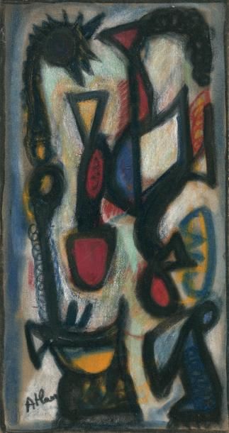 Jean-Michel Atlan (1913-1960) COMPOSITION Pastel signé en bas à gauche 51 x 27 cm...