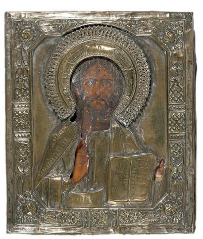 null ICÔNE représentant le Christ Pantokrator, Russie, fin du XIXe siècle. Icône...