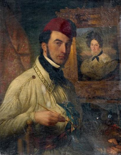 Charles Barthélémy Jean DURUPT (1804-1838) PORTRAIT DE PEINTRE (AUTOPORTRAIT?) Toile...