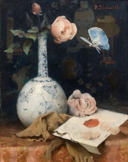 Jean-Paul SINIBALDI (1857-1909) SOUVENIRS Carton 23,5 x 19 cm