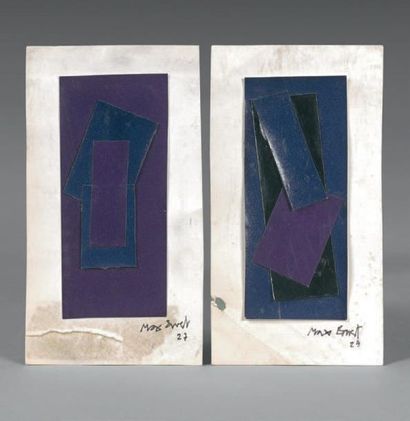 Max ERNST (1891-1976) COMPOSITION Deux collages signés en bas à droite et datés 27...
