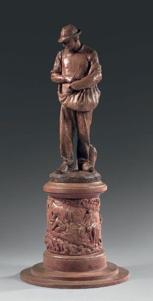 AIMÉ-JULES DALOU (1838 - 1902), D'APRÈS SEMEUR Plâtre à patine terre cuite, sur base...