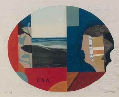 Max PAPART (1911-1994) 
COMPOSITION AU VISAGE Lithographie couleur, épreuve d'artistes,...