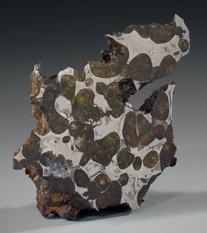 null KRASNOJARSK (KRASNOYARSK)
Pallasite
Météorite brute, une face coupée.
Complète...