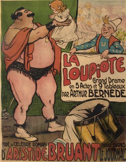 Francisque POULBOT (1879-1946) La Loupiote.
Affiche entoilée du "Grand drame en cinq...