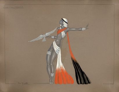 PAUL-RENÉ LARTHE (1909 – 1988) * Suivante d'Icare.
Projet de costume du ballet Icare...