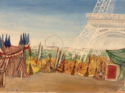 Georges DOUKING (1902 - 1987) Projets de décor de l'opérette Annie du Far West au...