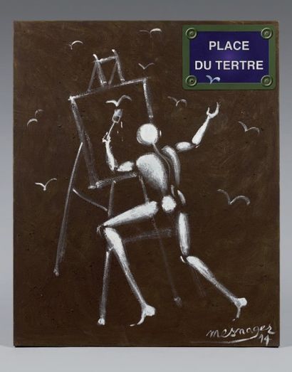 Jérôme MESNAGER (Né en 1961) Place du Tertre, 2014.
Acrylique et petite plaque de...
