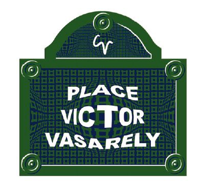 CHRISTOPHE VERDON (né en 1962) Place Victor Vasarely.
Plaque émaillée, signée et...
