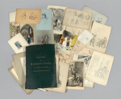 Adolphe LALAUZE (1838-1906) 
Belle réunion de dessins d'étude pour des illustrations...