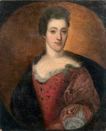 Louis BINDER Portrait de femme vêtue dans le goût du XVIIIe siècle.
Huile sur toile...