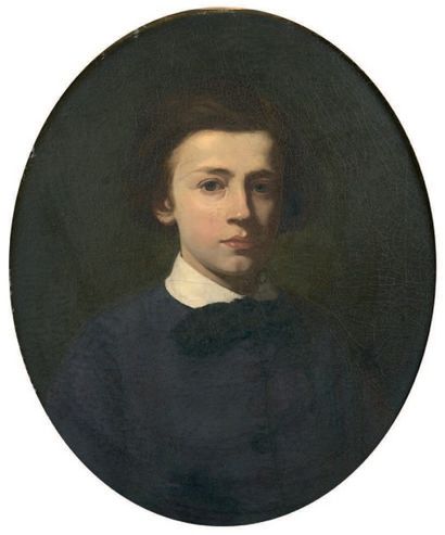École Française du XIXe siècle 
Portrait de jeune homme.
Huile sur toile.
53,5 x...