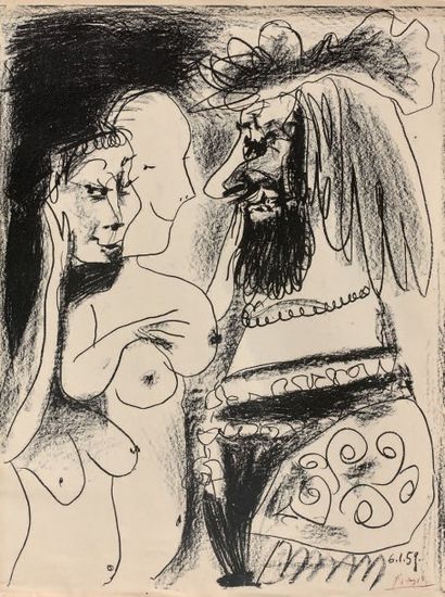 Pablo Picasso (1881-1973) 
Le Vieux Roi, Cannes 1959.
(Mourlot 317; Bloch 869) 64,5...